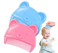 Mobestech 2Pcs Fine Tooth Comb for Newborns and Cradle Cap Removal Hair Comb Set with Bear Design in Blue and Pink