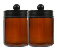 Mobestech 2pcs Glass Storage Canisters with Bamboo Sealed Cover and Stainless Steel Lid, Airtight Food Jars for Candy and Grains Storage and Preservation, Moisture Prevention, Suitable