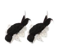 Mobestech 2pcs Hair Clip Black Brown Polka Dot Decorative Puff Messy Bun Hair Extension Clips for Women Updo Party Events