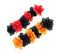 Mobestech 2pcs Halloween Party Headbands Women Creative Flower Hairbands Black Orange Red Floral Headwear for Masquerade Day Dead Costume Accessories