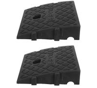 Mobestech 2pcs Heavy-duty Plastic Curb Ramp 7cm High Modular Construction Threshold Ramp for Wheelchairs and Dogs Outdoor Use Minimizes Tire Wear Black 26.5x25.7x7cm
