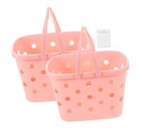 Mobestech 2pcs Hollow-out Plastic Storage Baskets with Handles Space-saving Clothes Organizer for Bathroom and Kitchen Portable Laundry Containers for Home Yellow