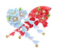 Mobestech 2pcs Japanese Traditional Hairpin Geisha Style Kimono Hair Ornament for Women Handmade Flower Hair Clip Accessory