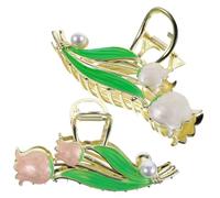 Mobestech 2pcs Large Tulip Flower Hair Claw Clips Metal Jaw Clips Non-slip Decorative Hair Accessories for Women Pink and White