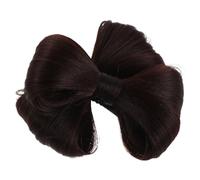 Mobestech 2Pcs Light Brown Bowknot Wig Hair Clips for Women, Cute Double Bun Messy Hairpiece Barrettes, Small Bow Hair Extensions for Weddings Party