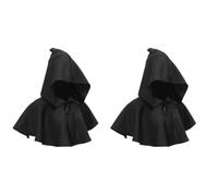 Mobestech 2pcs Medieval Cowl Hood Unisex Halloween Witch Cosplay Hat Black Decorative Cloak Accessory for Birthday Parties and Costume Events