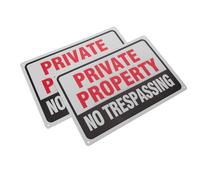 Mobestech 2pcs Metal Private Property No Trespassing Signs Waterproof Safety Warning Boards for Home and Outdoor No Entrance Caution Security