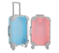 Mobestech 2pcs Mini Plastic Lash Storage Boxes with Lid, Simulation Trolley Candy and Eyelash Container Cases for Women Travel Makeup Organizer, Blue and Pink Cosmetic Suitcases