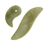 Mobestech 2Pcs Natural Jade Gua Sha Massage Tool Polished Facial Massager Boards for Skin Care Absorption Face and Neck