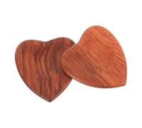 Mobestech 2Pcs Natural Wooden Heart-shaped Guitar Picks Folk and Electric Guitar Plectrums Lightweight Accessories for Beginners and Players