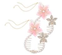 Mobestech 2pcs Non-slip Floral Hair Clips with Elegant Cherry Blossom Tassels and Fake Pearls Lightweight Claw Clips for Teens for Messy Buns Ponytails Outdoor Activities and Birthday
