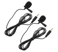 Mobestech 2pcs Omnidirectional Lapel Microphone Clip with 4-pole 3.5mm Plug for Laptop and Phones, Small Size Lightweight Copper Microphone for Online Courses and Recordings, Black