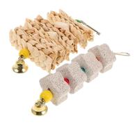 Mobestech 2Pcs Parrot Bird Chewing Hanging Blocks for Teeth Grinding and Calcium Supplement Bite Resistant Stress-relief for Caged Pet Birds