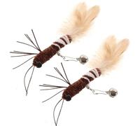 Mobestech 2pcs Plume Insect Cat Replacement Heads for Cat Teaser Wand, Brown Large Dragonfly Design, Indoor Kitten Play Attachment