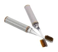 Mobestech 2pcs Portable Couple Travel Toothbrush Rhinestone Design Folding Soft Bristles for Camping Holidays and Hotel Use