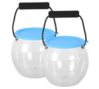 Mobestech 2pcs Portable Transparent Small Fish Transport Container with Lid and Handle Clear Aquarium Bucket for Outdoor Fishing Beach Vacations and Interactive Aquatic Exploration