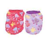 Mobestech 2Pcs Puppy Vest Warm Bunny-inspired Pet Garment with Cute Paw Prints Xxs for Small Dogs and Cats Soft Cozy Costume Clothes in Purple and Rose Red for Fashionable Pets