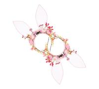 Mobestech 2pcs Rabbit Ear Headband Floral Crown Design Cute Bunny Ears Headband for Fairy Theme Party Halloween Christmas