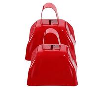 Mobestech 2pcs Red Metal Cow Bells Handle 3-inch Noise Makers Loud Farm Animal Bells for Livestock Decoration and Football Cheering