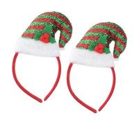 Mobestech 2pcs Santa Hat Headband Christmas Hat Hair Hoop Glittery Sequin Hairband Accessories for Xmas Party Headband for Boy Girl's Easy to Wear Hairband Accessories for Party for Adults