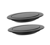 Mobestech 2pcs Stainless Steel Recessed Trash Chute Lid Quiet Swing Flap Cover for Kitchen Bathroom Office Hotel Countertop Waste Disposal