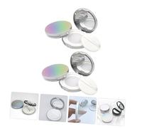 Mobestech 2PCS Ultra Thin Portable Refillable Powder Box with Elastic Mesh Flip Lid Abs Material Cosmetic Case for Loose Powder and Foundation Mixing