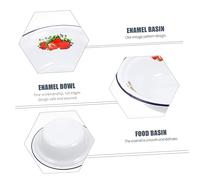 Mobestech 2pcs Vintage Enamel Soup Bowls Thickened Household Basins with Strawberry Pattern Wear Resistant Enamelware for Salad Rice Vegetables Multifunctional Kitchen Tableware