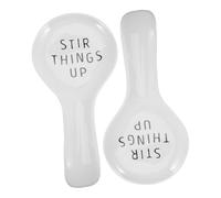 Mobestech 2Pcs White Ceramic Spoon Rest Nonslip Utensil Holder for Kitchen Countertop Versatile Cooking Coffee Station Accessory Elegant Design for Organized Storage