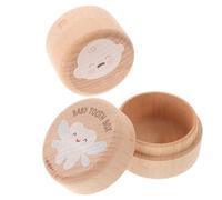 Mobestech 2pcs Wooden Dropped Tooth Keepsake Boxes for Girls and Boys Round Shape Baby Tooth Holder with Fine Craftsmanship Baby Shower Gift for Storing
