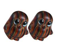 Mobestech 2pcs Wooden Penguin Keychain Charm with Blue Inlaid Eyes, Rainbow Wood Pendant for Bag Hanging Decor and DIY Craft Accessories