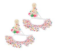 Mobestech 2Set Cat Birthday Hat and Bandana Scarf Set with Polka Dot Lace for Pets Soft Lightweight Princess Scarf and Cute Party Outfit for Cats and Dogs Birthday Celebration Accessories