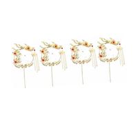Mobestech 2sets Chinese Phoenix Cake Toppers Wedding Cake Picks Unique Party Decorations 2pcs*2