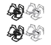 Mobestech 2sets Halloween Spider Rings Decorations Realistic Black and Silver Simulated Spider Finger Rings Halloween Party Costume Accessories Gothic Style Jewelry for Adults and Teens