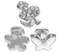 Mobestech 3 Pcs Silicone Watch Band Charms 38mm Decorative Silver Rivets with Flower Butterfly Lucky Leaf Designs Compatible for Women