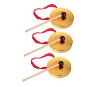 Mobestech 3 Sets Mini Copper Plating Percussion Instrument Gong with Mallet, Multipurpose Musical Toy for Children, Easy to Use, for Collection Decorative Ornaments and Kindergarten
