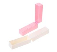 Mobestech 30-hole Nail Polishing Head Storage Box Set 2pcs Manicure Grinding Heads Organizer Case White Pink Nail Drill Bit Holder for Salon and Professional Art Tools