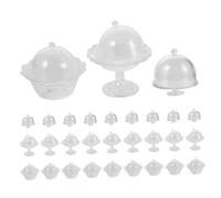 Mobestech 30 Sets Mini Dessert Cups with Lids Transparent Simulation Props for Dollhouse Kitchens Party Decorations and Photography Craft Projects Realistic Mini Snack Containers