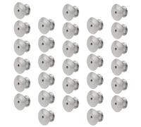 Mobestech 30pcs round Head Brooch Cap Pin Back for Badges and Jewelry, Copper Material Sturdy Flat Locking Clasp, for DIY Crafts and Jewelry Making, Silver Colour