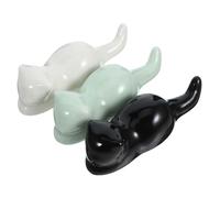 Mobestech 3Pcs Ceramic Cat Shape Calligraphy Brush Holders Pen Rack for Home Office Desk Chinese Style Pen Rest with Retro Design Gift for Cat Lovers and Art Enthusiasts