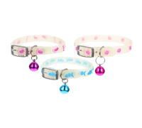 Mobestech 3Pcs Fluorescent Pet Collars with Bell for Dogs and Cats Night Safety Neck Straps for Dark Walks Comfortable Fit Glow Necklaces Random Color