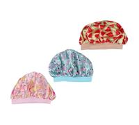 Mobestech 3pcs Kids Satin Bonnet Sleeping Caps Set with Printed Green, Beige Watermelon Pink Dolphin Patterns for Children Night Hair Care and Sleep