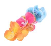 Mobestech 3Pcs Large Artificial Butterfly Orchid Hair Clips for Women, Floral Simulation Flower Barrettes in Rose Red, Yellow, and Blue, Suitable for Thick Hair and Daily or Special Occasion