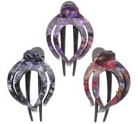 Mobestech 3pcs Large Heart-shaped Duckbill Hair Clips Non-slip Ponytail Claws for Women Stylish Hair Accessories for Thick Thin Curly Straight -ready with Grey-blue Red Purple Colors