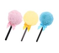 Mobestech 3pcs Lollipop Powder Puff Soft Fluffy Cosmetic Applicator Brushes with Candy Handle for Precise Makeup Application Reusable Face and Body Dusting Tools in Pink and Gold