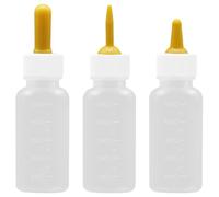 Mobestech 3pcs Newborn Pet Nursing Bottles Set 50ml with Silicone Nipples for Puppy Kitten Feeding, Small Pet Feeder Bottles with Yellow Teats and White Caps, Suitable for Puppies