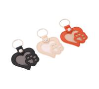 Mobestech 3PCS Pet Hair Memorial Keychain Set Heart Paw Shape Leather Keepsake for Dog and Storage Black, Orange, and Cream Colors Pet Memorial Keyring for Collectors