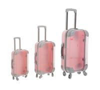 Mobestech 3pcs Pink Mini False Eyelash Storage Boxes Set - Small, Medium, Large Portable Plastic Suitcase Organizer for Eyelash Extensions and Makeup Travel Cases