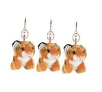 Mobestech 3pcs Plush Tiger Keychains Soft Stuffed Animal Bag Backpack Charms Cute Jungle Animal Accessories for Party Favors Birthday Gift Fillers