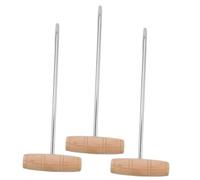 Mobestech 3pcs Stainless Steel Boot Pulls Wooden Handles, Wear-Resistant Shoe Lifting Helpers for Travel and Home Use, Portable Shoe Aid Tools for Easy Boot Removal