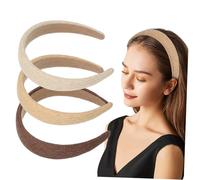 Mobestech 3pcs Woven Wide Headbands for Women, Non-slip Decorative Hair Bands in Beige, Khaki and Coffee, Outdoor Fashion Headdress for Girls and Ladies